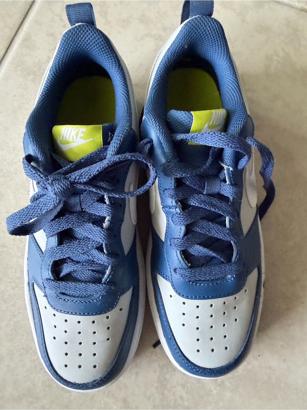 Nike Kids Sneakers Navy Blue and White with Lime Accent - Picture 2 of 5